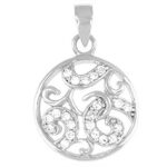 CZ Clear Silver Pendant - Sterling silver 18" snake  chain