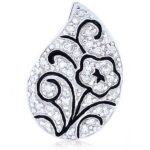 Silver Leaf Enamel Pendant - Sterling silver 20" chain included