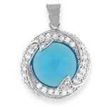 Silver Pendant Blue Topaz CZ - silver 20" snake chain included