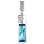Blue Crystal Silver Pendant – 20” necklace included