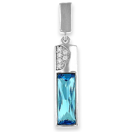 PZ566B-LG.jpg Blue Crystal Silver Pendant – 20” necklace included - Image 1