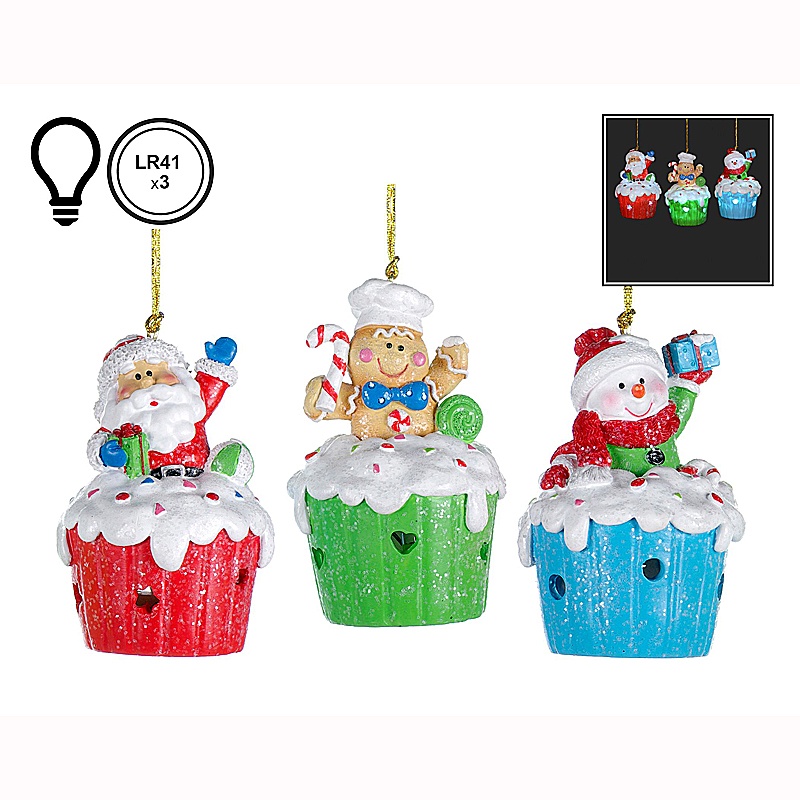 S120-1-LG.jpg Santa Cupcake LED Ornament - Image 1