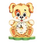 Cute Puppy Table Clock And Santa's Village Scene - Image 3