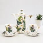 Thistle Design Porcelain Mocca Set – 21 Carat Gold Accent