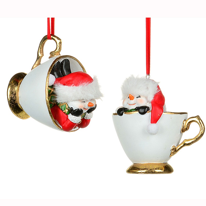 W9148-LG.jpg Snowman in Teacup Ornament - Image 1