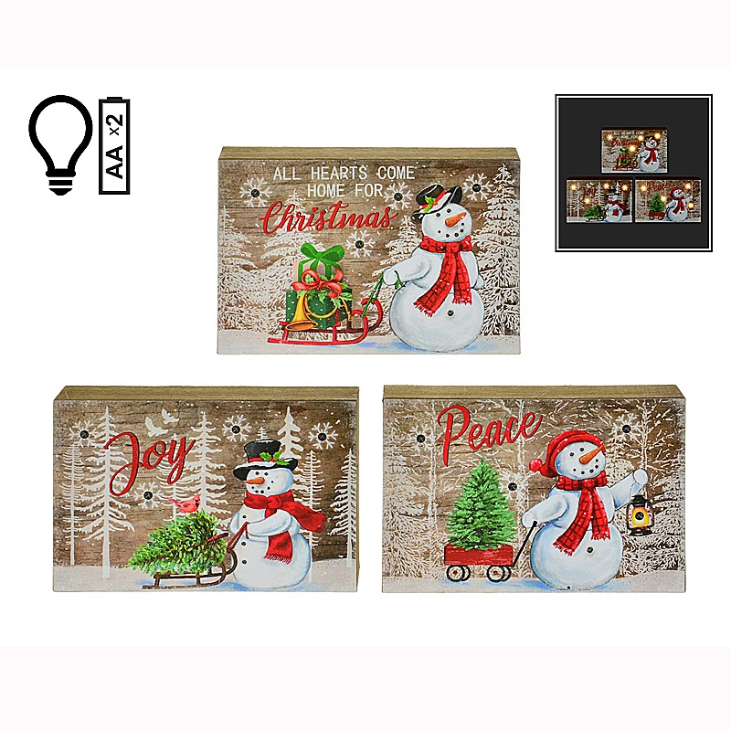 Z1218-LG.jpg Snowman Block with LED Lights - Image 1