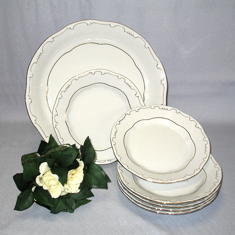 ZS_GoldLine_CakeLrg_3.jpg Gold Line Cake Set 7 Piece Zsolnay Fine Porcelain - Image 1